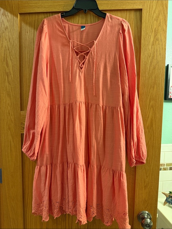 Old Navy Dresses & Skirts - Old Navy Coral Lace-up Tiered Dress